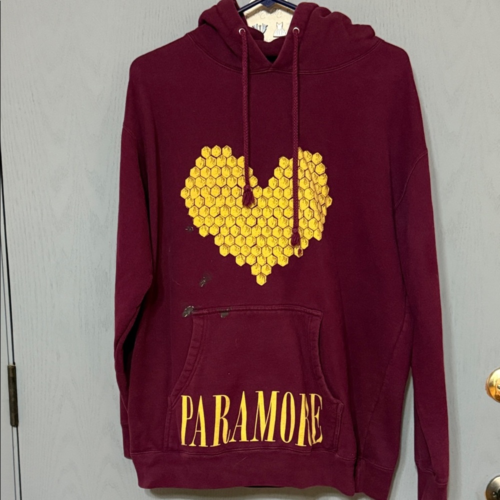 Paramore Maroon Hoodie with Yellow Heart Design